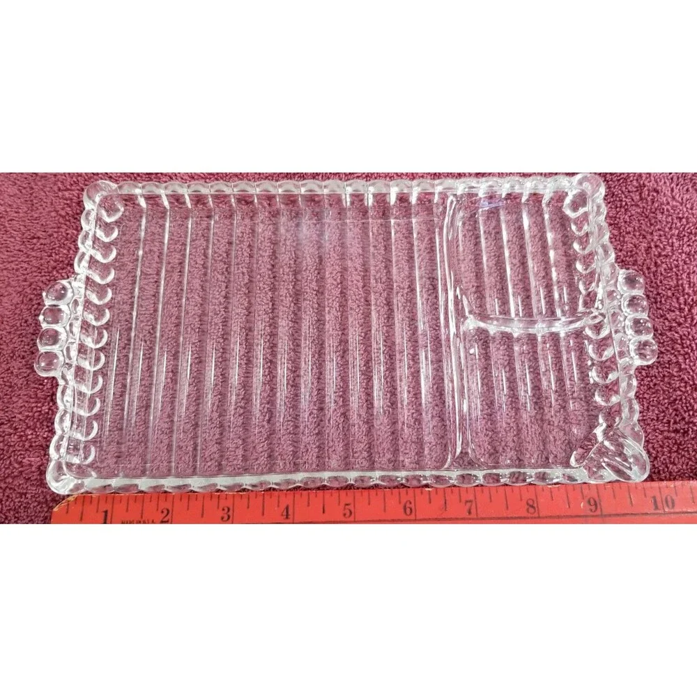 Vintage Indiana Glass–Style 3‑Section Clear Relish Tray (1960s–80s)